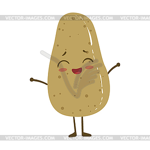 Potato Cute Anime Humanized Smiling Cartoon - vector image