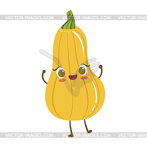 Yellow Pumpkin Cute Anime Humanized Smiling - vector clipart