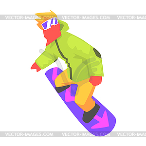 Snowboarder Snowboarding, Part Of Teenagers - vector image