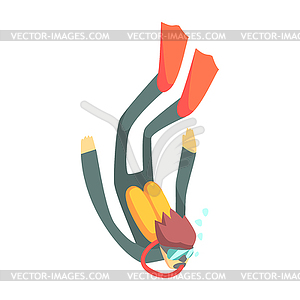 Scuba Diver In Diving Gear Descening, Part Of - vector clip art