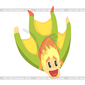 Guy Base-Jumping In Wingsuit, Part Of Teenagers - vector clip art