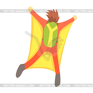 Guy Skydiving With Wingsuit And Parachute, Part Of - vector clipart / vector image