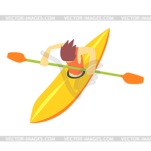 Guy Water Kayak, Part Of Teenagers Practicing - vector clipart