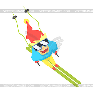 Guy Mountain Skiing of Above, Part Of Teenagers - vector clipart