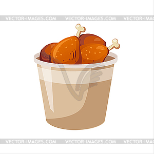 Deep Fried Chicken Legs Paper Bucket, Street Fast - vector clip art