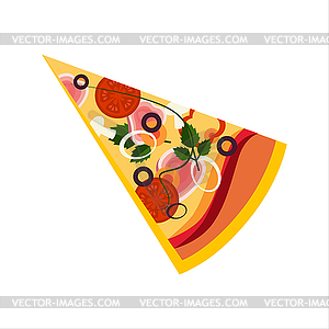 Slice Of Pizza With Ham And Tomatos, Street Fast - royalty-free vector clipart