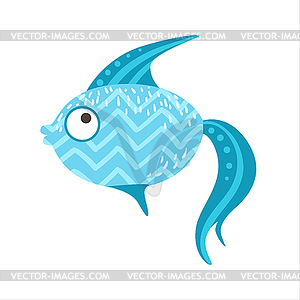 Blue Zigzag Pattern Fantastic Colorful Aquarium - color vector clipart