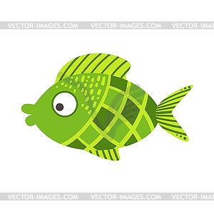 Green Checkered Fantastic Colorful Aquarium Fish, - vector clipart