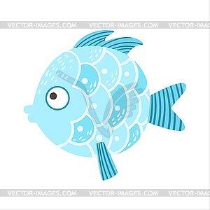 Round Blue Scaled Fantastic Colorful Aquarium - vector clip art