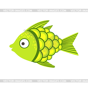 Green And Yellow Fantastic Colorful Aquarium Fish, - vector clip art