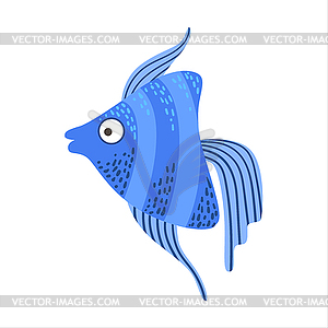 Blue Stripy Angelfish Fantastic Colorful Aquarium - vector image