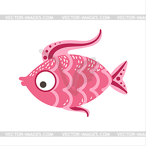 Pink Scaled Fantastic Colorful Aquarium Fish, - vector clip art