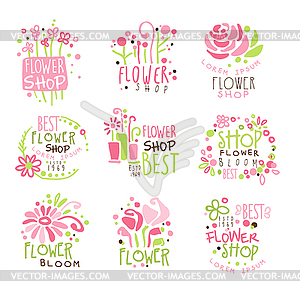 Flower Shop Green And Pink Colorful Graphic Design - vector image