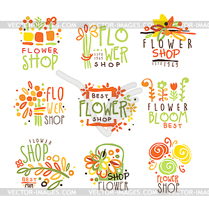 Flower Shop Red Yellow And Green Colorful Graphic - vector image