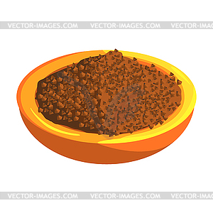 Plate Of Buckwheat, Food Item Rich In Proteins, - vector image