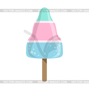 Blue And Pink Layered Ice-Cream Bar On Stick, - vector image