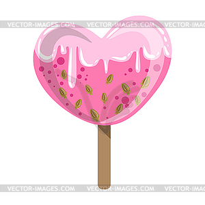 Heart Shaped Glazed Ice-Cream Bar On Stick With - vector clip art