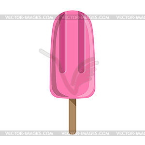 Pink Strawberry Ice-Cream Bar On Stick, Colorful - vector clip art