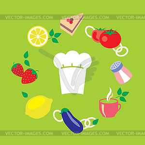 Seamless kitchen composition background - color vector clipart