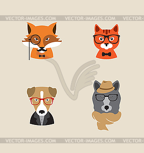 Hipster Animals set of icons - vector clipart