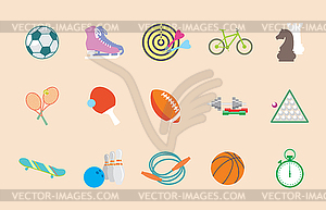 Set of sport icons in flat design - color vector clipart