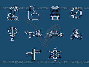 Travel and transport buttons set. - vector image
