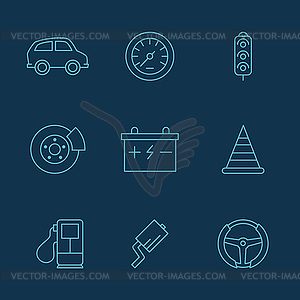 Simple set of auto related icons for your design - royalty-free vector image