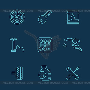 Simple set of auto related icons for your design - vector clip art