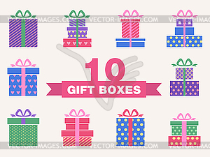 Set of colorful gift box symbols - vector clipart