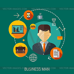 Business customers service and support concept flat - vector image