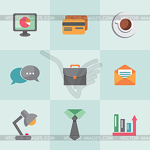 Flat design business and office objects in retro - vector image