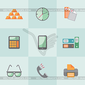 Flat business icons - vector clipart