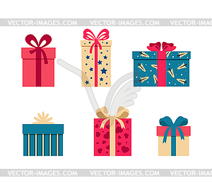 Set of colorful gift box symbols - royalty-free vector clipart