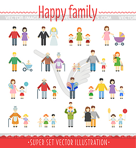 Family set infographics - vector clip art