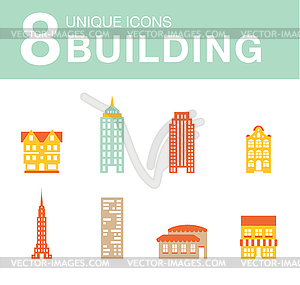 Set of icons houses - color vector clipart