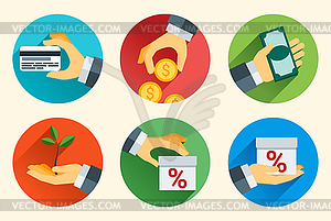 Flat design concept for online services - color vector clipart