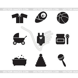 New born baby icons - vector clipart