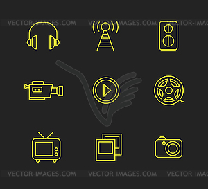 Media or multimedia icon set - vector clipart