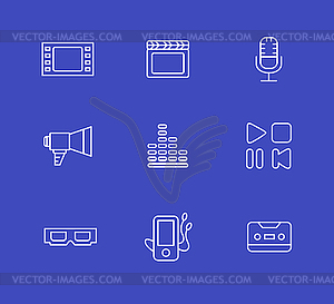 Media or multimedia icon set - vector image