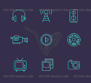 Media or multimedia icon set - vector clip art