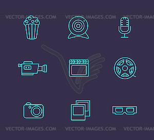 Media or multimedia icon set - vector image