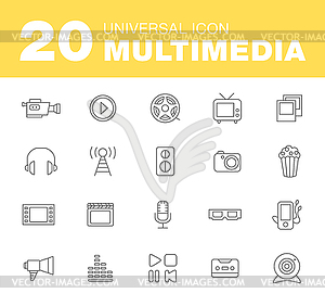 Media or multimedia icon set - vector image