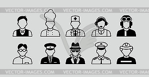 Set Flat Icons with Man of Different Professions. - royalty-free vector clipart