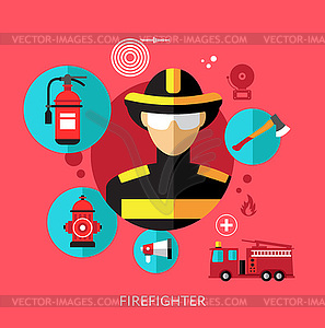 Set Flat Icons with Man of Different Professions. - vector clipart