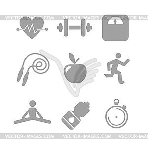 Sports icons - white & black vector clipart