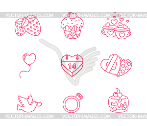 Modern flat icons for Valentines Day, design - vector clip art