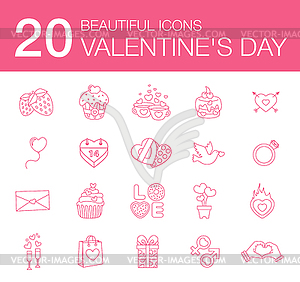 Modern flat icons for Valentines Day, design - vector image