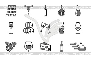 Grape wine icons set - vector clip art