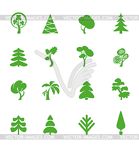 Green leaf icons set. Nature ecology image - vector clip art