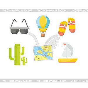 Summer icons. Flat design trend - color vector clipart